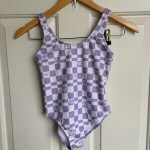 Roxy Girl Purple and White Checked One Piece Swimsuit